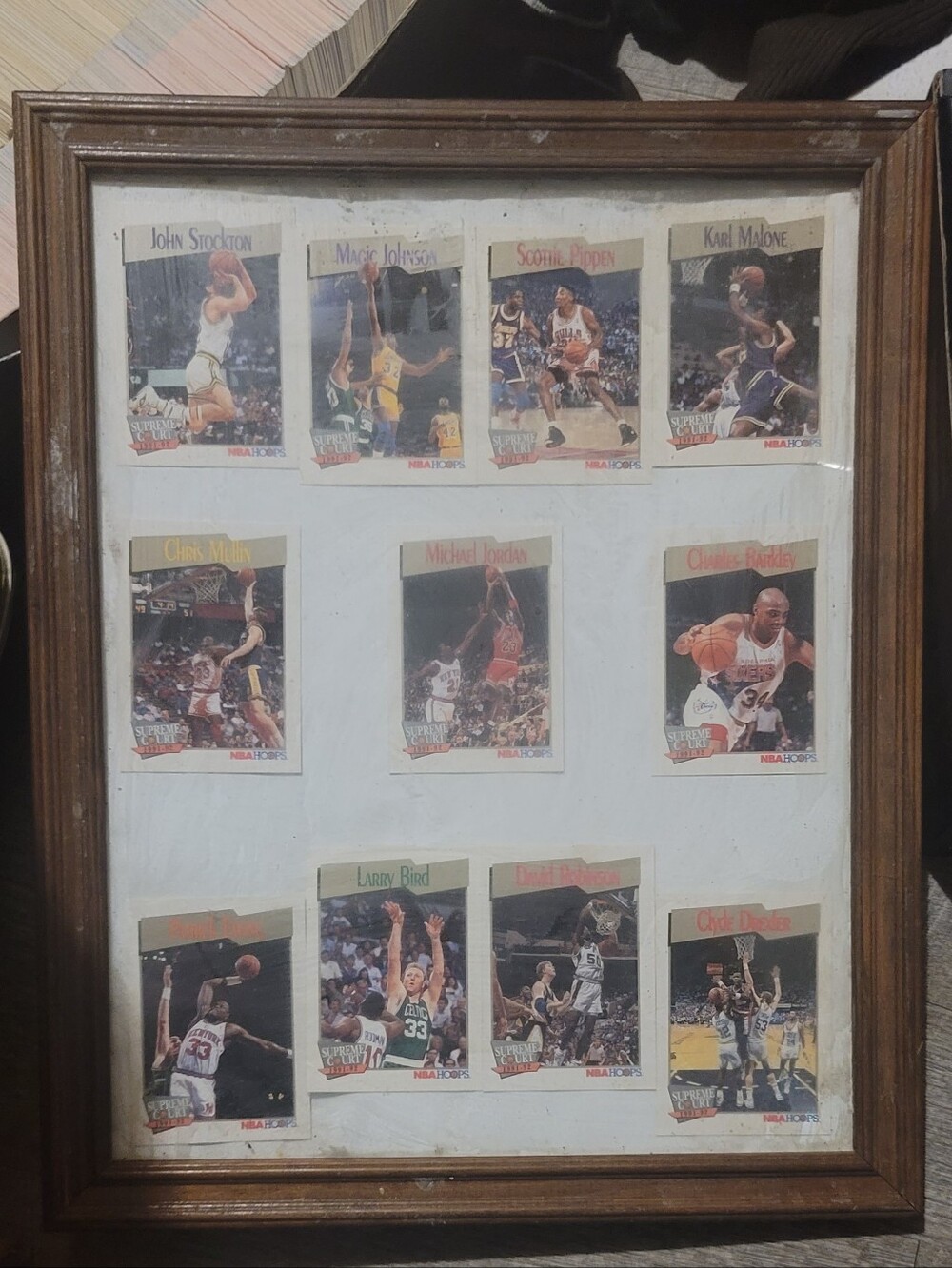 1991 NBA Hoops Supreme Court Framed 11 Card Lot Jordan Bird Magic Pippen